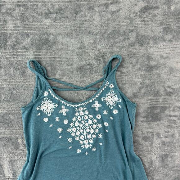 AeropostaleTeal Rayon Embroidered Cropped Boho Tank Top Women's XS - Picture 6 of 11